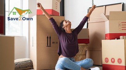 Home Equity and Home Improvement Loans near syracuse ny panel image for mortgages woman smiling surrounded by boxes and save2own logo